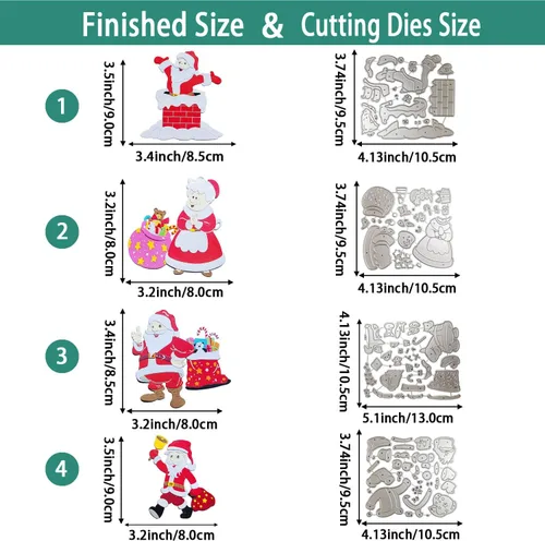 Miniatura 3 de 4 juegos de troqueles de Navidad de chimenea de Papá Noel para hacer tarjetas, suministros para álbumes de recortes, troqueles en relieve, plantilla