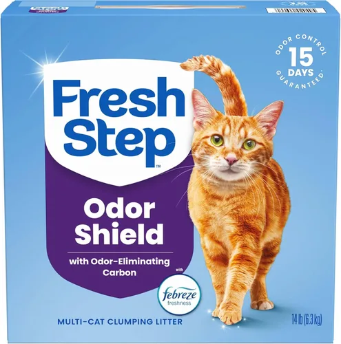Fresh Step Arena para gatos aglomerante, para varios gatos, control de olores de larga duración con carbón activado, fórmula baja en polvo, 14 libras