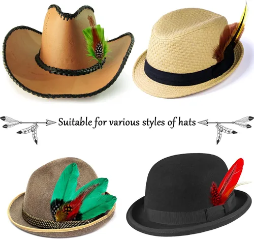 Miniatura 4 de 20 plumas para sombrero, plumas surtidas para sombreros, accesorios coloridos de plumas reales para hombres y mujeres (estilo mixto)