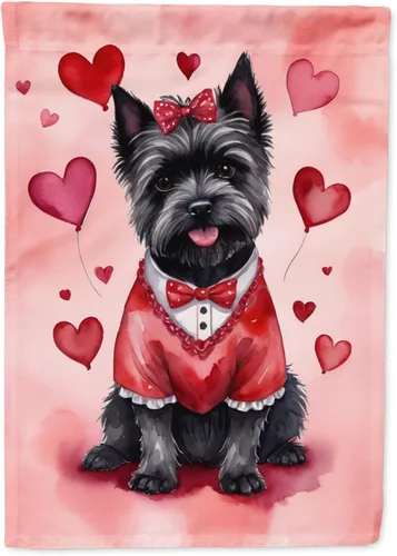 Miniatura 150 de Caroline's Treasures DAC5292CHF - Bandera de Border Collie My Valentine House para porche, grande, con manga para porche, para colgar en la pared