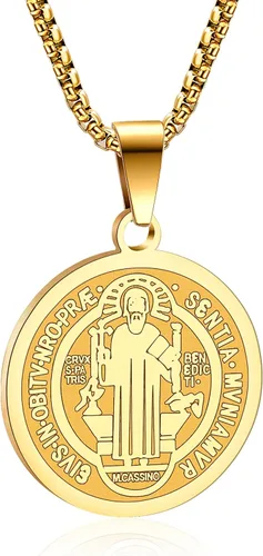 Miniatura 10 de Collar de patrón de santo, San Miguel/Virgen María/Rafael/Judá/Cristóbal/Benedicto/José/Patricio/Francisco/Florián/Tomás/Antonio, acero inoxidable