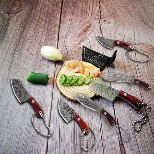 Miniatura 11 de HAOXU MIni - Juego de 4 cuchillos de bolsillo para hacha pequeña, hacha pequeña de Damasco para abridor de paquetes, cortador de caja y campamento