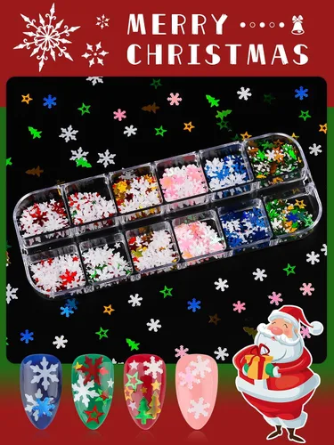 Miniatura 3 de EBANKU Brillantina para Uñas Navideña de 36 Compartimentos - Lentejuelas Holográficas 3D de Invierno Copo de Nieve Estrella Árbol Brillantina Láser