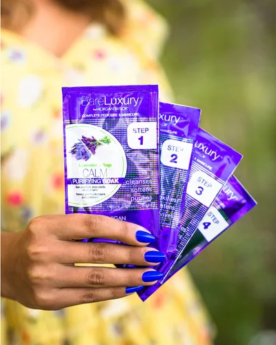 Miniatura 4 de Morgan Taylor BareLuxury - Paquetes completos de pedicura y manicura de 4 pasos (lavanda y salvia), kit de spa para manos y pies en 4 paquetes, kit