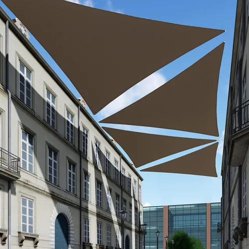 TANG Vela de Sombra Solar Triangular de 10' x 10' x 10' Pies, Toldo de Sombra, Cubierta de Patio, Bloqueo UV, Tela Permeable para Pérgola, Patio