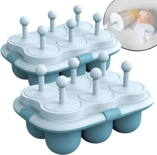 Miniatura 7 de Juego de 2 moldes para paletas de helado para niños, moldes de silicona para hacer helados, moldes de helado congelados, accesorios de cocina, fácil