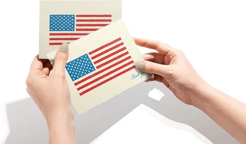 Miniatura 5 de Twigs Paper - Tarjetas de agradecimiento con la bandera estadounidense, tarjetas patrióticas estacionarias en blanco con sobres, tarjeta
