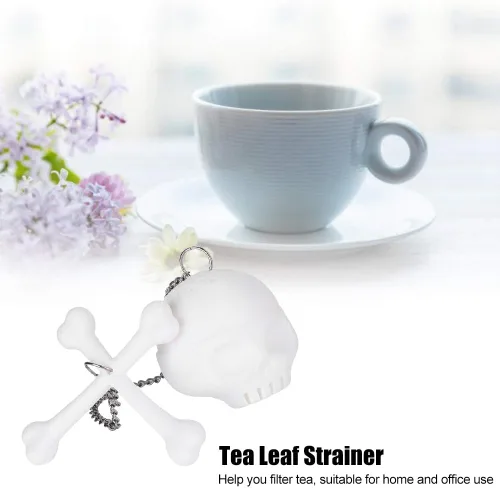 Miniatura 7 de Colador de té de calavera, colador de té, té de hojas sueltas más pronunciado, lindo infusor de té con forma de calavera blanca de simulación