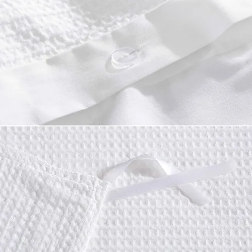 Miniatura 5 de Vera Wang - Juego de funda de edredón tamaño Queen, ropa de cama de algodón suave con fundas de almohada a juego, cierre de botón y lazos interiores