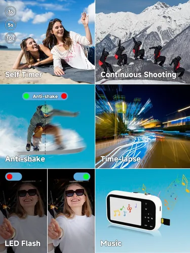 Miniatura 6 de Cámara digital, cámara de vlogging de enfoque automático 4K para fotografía, cámara de apuntar y disparar de 48 MP con modo de belleza y guía