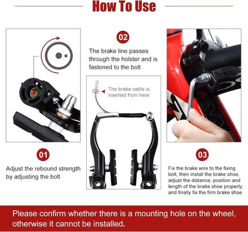 Miniatura 4 de Juego completo de frenos de bicicleta, negro delantero y trasero bicicleta MTB híbrido freno interior y exterior cables y palanca kit incluye pinzas