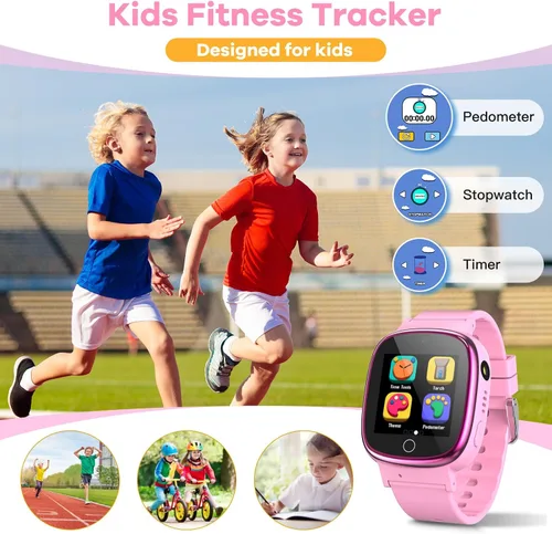 Miniatura 3 de DERUI Reloj inteligente para niños con 26 videojuegos, cámara selfie, reproductor de video, podómetro, cronómetro, reloj despertador, linterna