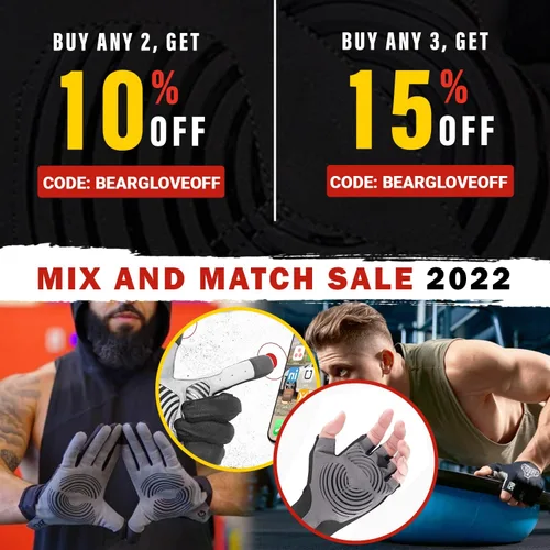 Miniatura 5 de Bear Grips Guantes de levantamiento de pesas para hombres y mujeres Guantes de levantamiento de medio dedo Guantes de entrenamiento de dedo dedo