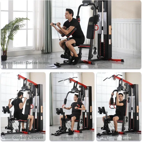 Miniatura 5 de Fitvids Home Gym Equipment, Multifunctional Full Body Workout Weight Machine Station with Weight Stack, All in One Exercise Equipment with Pulley