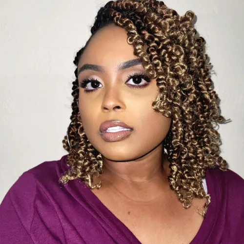 Miniatura 10 de 8 paquetes de extensiones de cabello sintético pretrenzado y prerrizado de ganchillo de 14 pulgadas, con rizos de pasión, para mujeres negras