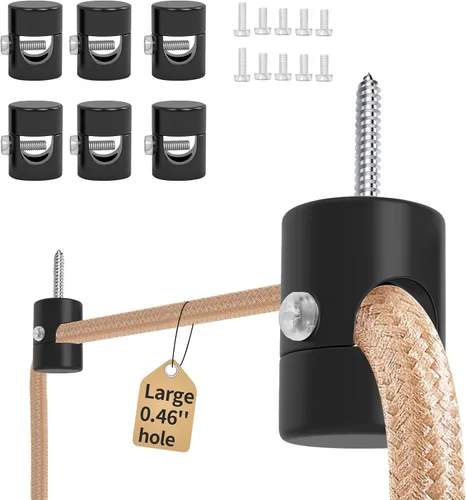 Miniatura 13 de Paquete de 3 Ganchos de Techo Mejorados, Ganchos de Techo Ajustables de Aluminio para Colgar Luces, Gancho Colgante Negro de Servicio Pesado, Gancho