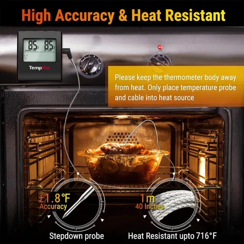 Miniatura 3 de ThermoPro TP16 Termómetro Digital LCD Grande para Carne para Cocinar, Ahumar, Asar a la Parrilla, Indicador de Temperatura de Alimentos BBQ
