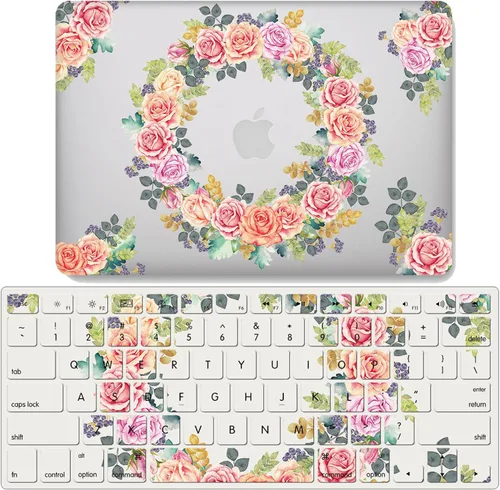 Miniatura 10 de IVY Para MacBook Air 15 con M2 (Modelos: A2941) Flower Garland Clear Case con cubierta de teclado - A