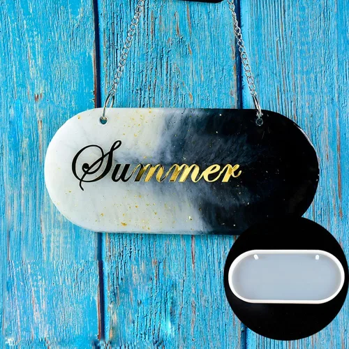 Miniatura 3 de iSuperb 2 moldes de resina de silicona ovalados/redondos, placa de resina epoxi para colgar en la puerta, número de casa para tienda, hogar, oficina
