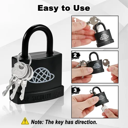Miniatura 7 de 8 candados resistentes a la intemperie con llave para uso en exteriores, candado con llave para exteriores con carcasa de plástico, cerraduras