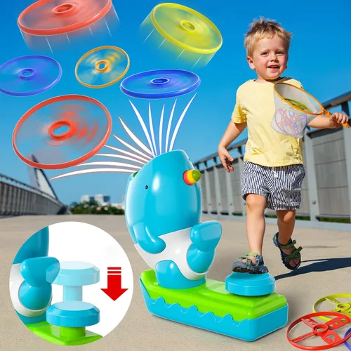 Miniatura 4 de KukuFun - Paquete de 24 juguetes lanzadores de discos voladores, regalos para exteriores para niños de 3, 4, 5, 6, 7, 8 años, con gafas protectoras