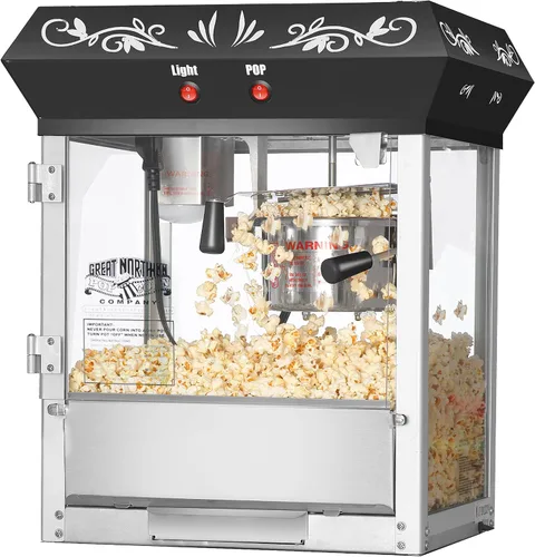Great Northern Popcorn - Máquina para hacer palomitas de maíz, 6 onzas, con hervidor de acero inoxidable de 640 W, cajón de viejas sirvientas y
