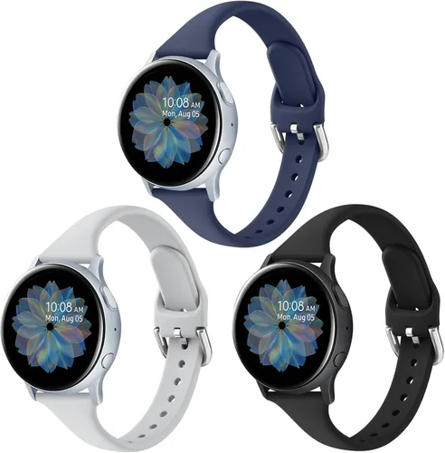 Miniatura 11 de Paquete de 3 correas deportivas delgadas para Samsung Galaxy Watch Active 2/Samsung Galaxy Active Watch de 1.575 pulgadas, 1.732 pulgadas, correas