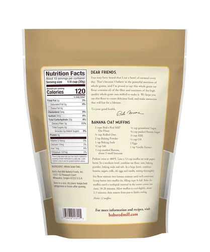 Miniatura 2 de Bob's Red Mill Harina de avena de grano entero, 20 onzas (paquete de 4), grano entero, vegano, kosher