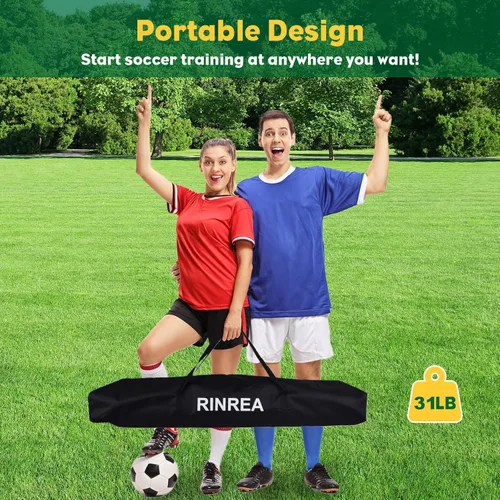 Miniatura 5 de RINREA Portería de fútbol portátil, red de portería de fútbol plegable con base metálica, equipo de entrenamiento de fútbol de montaje rápido con 1
