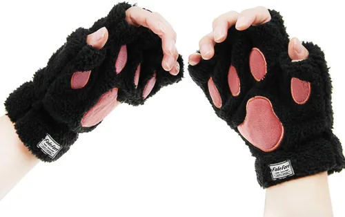 Miniatura 6 de FakeFace Lindos guantes de felpa de piel sintética sin dedos para niñas y mujeres