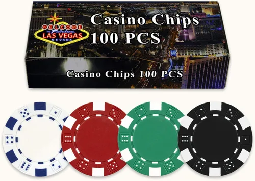 Miniatura 2 de Caja de regalo Welcome to Las Vegas con 100 fichas de póquer de 11.5 gramos. Elija uno de los variados diseños., Dice Striped