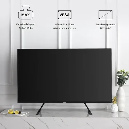 Miniatura 3 de Soporte universal para TV, patas de metal para TV de 20 a 65 pulgadas LCD/LED/OLED/Plasma pantalla plana y curva, ajuste de altura con VESA 75x75mm