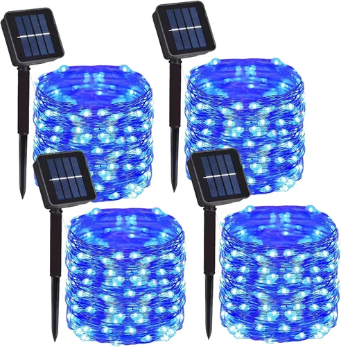 Miniatura 9 de Paquete de 2 cadenas de luces LED de 200 unidades, 66 pies, con cable de cobre, alimentadas por energía solar, impermeables, 8 modos, luces de hadas