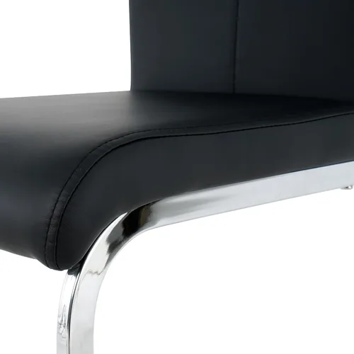 Miniatura 9 de Juego de 2 sillas de comedor, modernas sillas de cocina con respaldo alto con patas de metal y asiento acolchado de piel sintética, sillas de Negro
