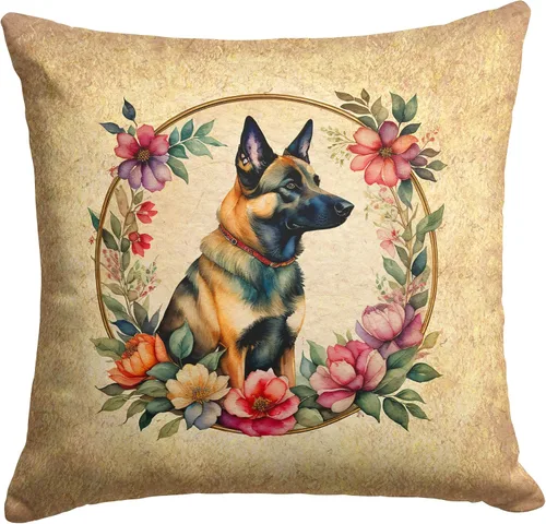 Miniatura 229 de Caroline's Treasures DAC2072PW1414 Affenpinscher and Flowers - Almohada decorativa de tela, lavable a máquina, para interiores y exteriores