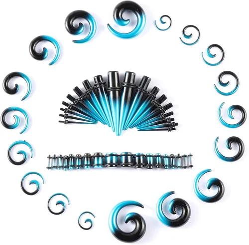Miniatura 9 de Memsion Kit de estiramiento de orejas, 54 piezas, 14 calibres 00, kit de piercings