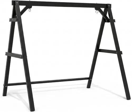 VINGLI Marco de columpio para porche de 6.2 pies, soporte de madera resistente de 660 libras, soporte de columpio de madera con barra de conexión