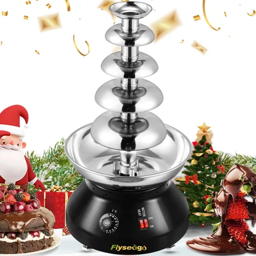 Fuente de chocolate, torre comercial de fondue de chocolate caliente, 5 niveles, 7 libras, gran capacidad, máquina de calentamiento de fusión de