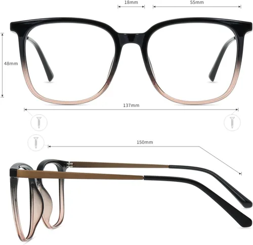 Miniatura 4 de Firmoo - Gafas de bloqueo de luz azul de gran tamaño para mujeres/hombres, anteojos de computadora de marco cuadrado grande para pantallas