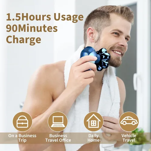 Miniatura 6 de SHPAVVER Afeitadoras de cabeza para hombres calvos: maquinilla de afeitar eléctrica 5 en 1 - Kit de aseo de afeitar impermeable IPX7 para hombres