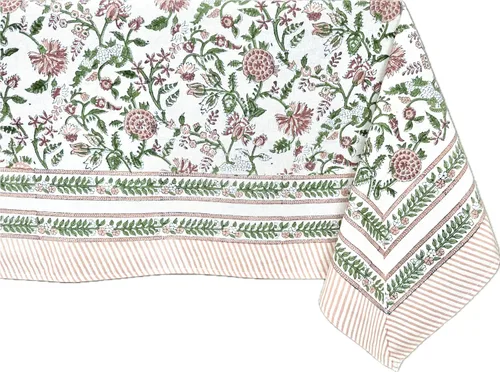 Miniatura 74 de ATOSII Mantel 100% algodón, Amara, floral, hecho a mano, rectangular, de lino, para cocina, comedor, fiestas, bodas, exteriores, picnics, Pascua