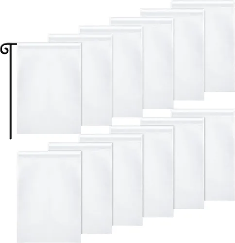 Miniatura 8 de Bandera de jardín en blanco para sublimación a granel 12x18 pulgadas Bandera de sublimación en blanco Banderas de poliéster DIY Cartel de lienzo