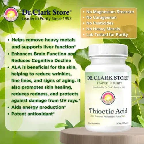 Miniatura 4 de Dr. Clark Ácido alfa lipoico (ácido tióctico), 360 mg 90 cápsulas