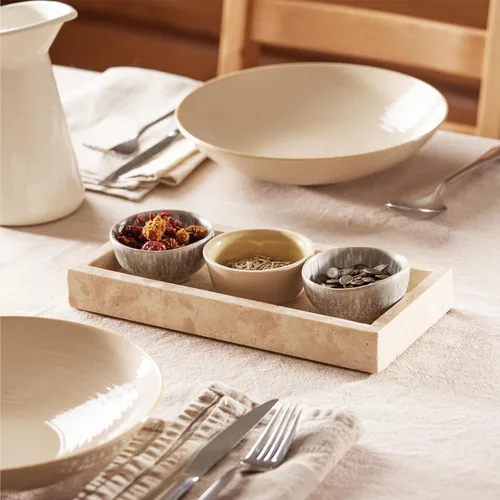 Miniatura 5 de Navaris Travertine - Bandeja decorativa – Bandeja organizadora de baño duradera – Bandejas ovaladas para perfumes, joyas, tocador y mesa auxiliar