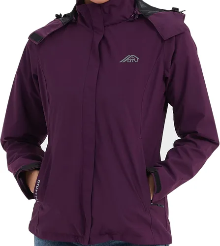 Miniatura 6 de OTU Chaqueta impermeable para mujer, ligera, impermeable con capucha para senderismo, viajes al exterior.