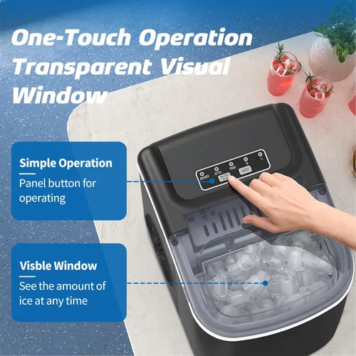 Miniatura 5 de Erivess Máquinas para hacer hielo para encimera, máquina de hielo portátil autolimpiante, 26 libras/24 horas, 9 cubos bala listos en 6 minutos