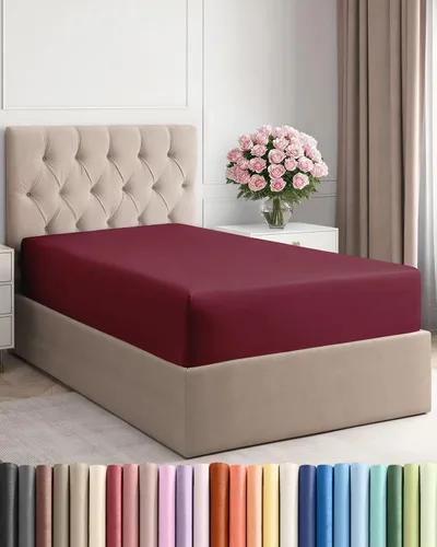 Sábana Bajera Individual - Sábana Inferior Individual Solamente - Ropa de Cama de Lujo Hotel Ultra Suave con Bolsillos Profundos de 8-16 Pulgadas -