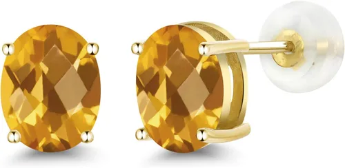 Miniatura 243 de Gem Stone King Aretes de oro de 14 quilates con piedra natal ovalada de 0.315 x 0.236 in Aretes de oro para mujer