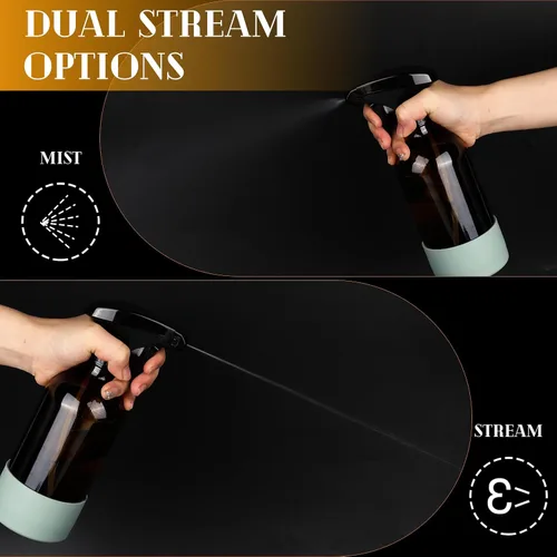 Miniatura 4 de ZENOWICK Paquete de 2/Botellas de Spray de Vidrio de 16 Oz, Recipientes Vacíos Rellenables con Funda de Silicona, Juegos de Botellas de Spray