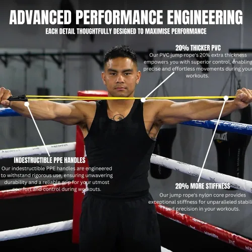 Miniatura 2 de JDU Athletics Speed Series I Hecho para boxeo 20% más pesado que la cuerda de salto estándar de PVC sin enredos, tamaño ajustable, asas Eclipse